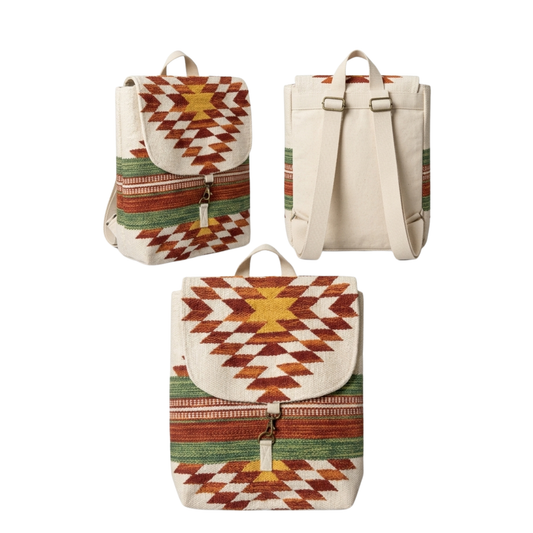 Rust & Green Aztec Design BagPack